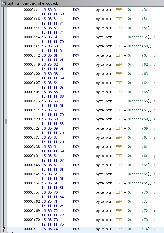 Stack string example